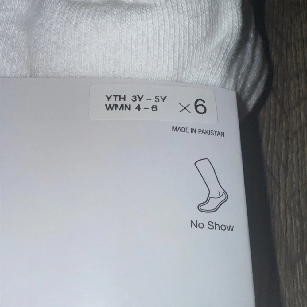 🆕 Nike Everyday White No Show Socks Dri-Fit Youth 3Y-5Y / Women’s 4-6 | 6-Pack